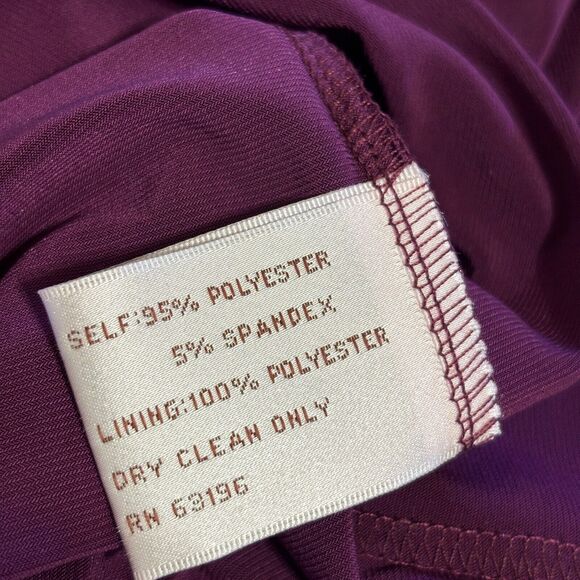 Suzi Chin for Maggy Boutique Faux Wrap Dress Sz 16 Wine Ruched Cap Sleeve - Picture 9 of 9